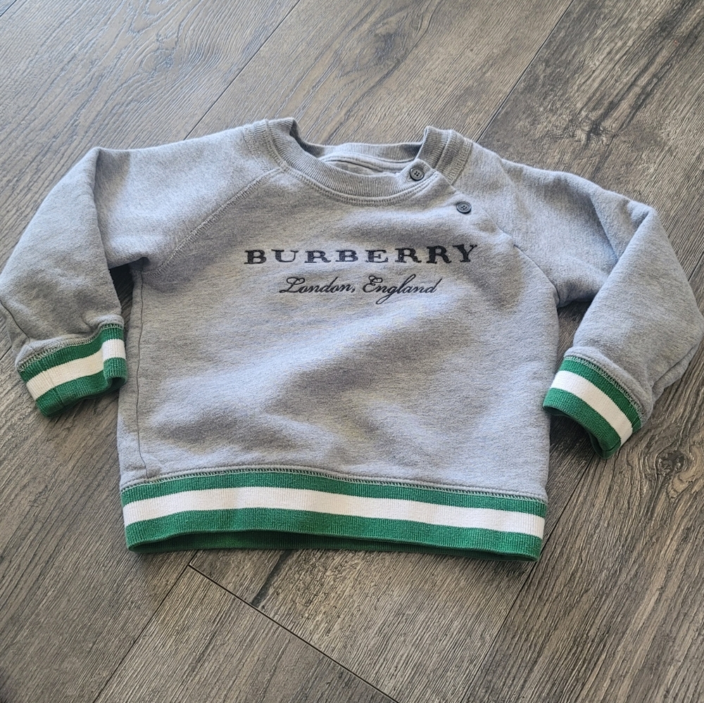 Burberry Kids Gray and Green Sweatshirt
